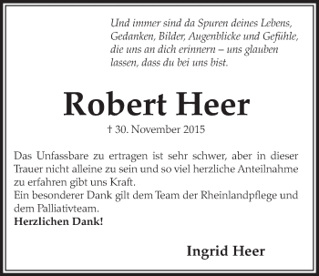 Anzeige von Robert Heer von  Schlossbote/Werbekurier 
