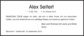 Anzeige von Alex Seifert von  Anzeigen Echo 