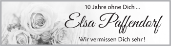Anzeige von Elsa Paffendorf von  Anzeigen Echo 