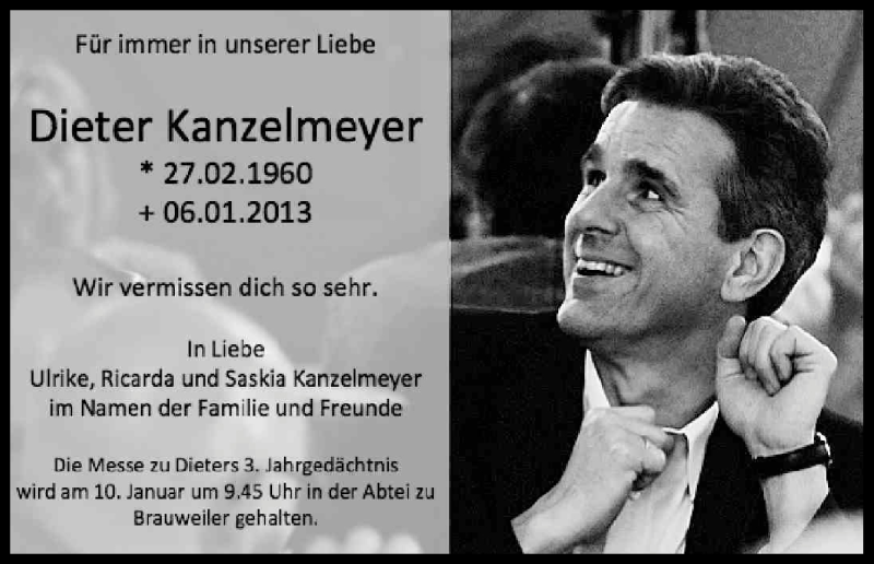  Traueranzeige für Dieter Kanzelmeyer vom 06.01.2016 aus Kölner Stadt-Anzeiger / Kölnische Rundschau / Express