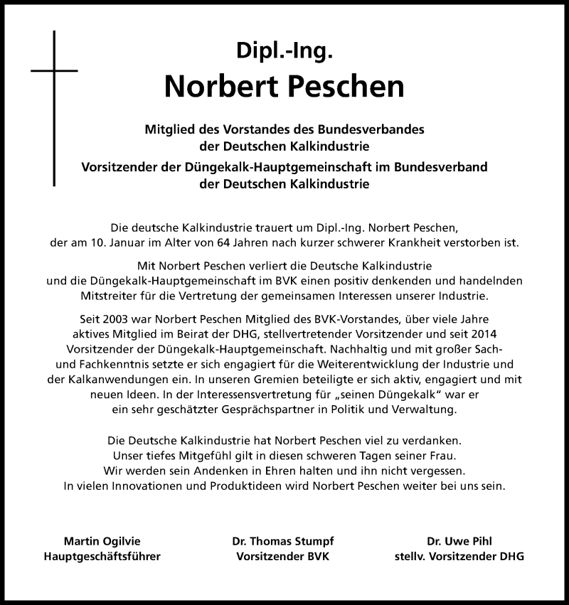  Traueranzeige für Norbert Peschen vom 23.01.2016 aus Kölner Stadt-Anzeiger / Kölnische Rundschau / Express