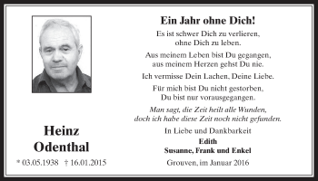 Anzeige von Heinz Odenthal von  Werbepost 