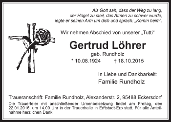 Anzeige von Gertrud Löhrer von  Werbepost 