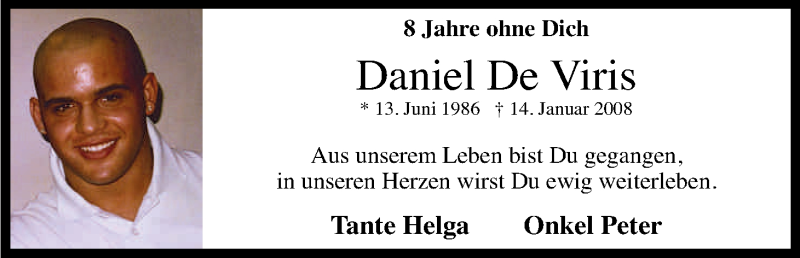  Traueranzeige für Daniel De Viris vom 16.01.2016 aus Kölner Stadt-Anzeiger / Kölnische Rundschau / Express