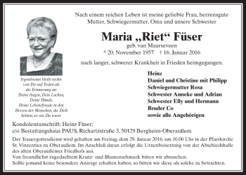 Anzeige von Maria  Füser von  Werbepost 