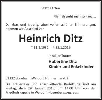 Anzeige von Heinrich Ditz von  Schlossbote/Werbekurier 