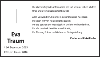 Anzeige von Eva Traum von  Kölner Wochenspiegel 
