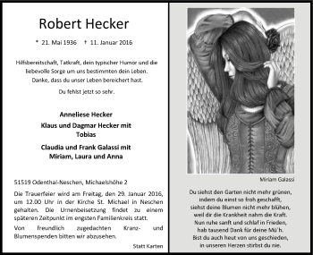 Anzeige von Robert Hecker von Kölner Stadt-Anzeiger / Kölnische Rundschau / Express