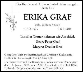 Anzeige von Erika Graf von Kölner Stadt-Anzeiger / Kölnische Rundschau / Express