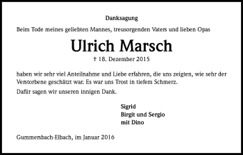 Anzeige von Ulrich Marsch von Kölner Stadt-Anzeiger / Kölnische Rundschau / Express
