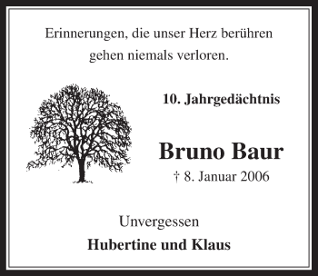 Anzeige von Bruno Baur von  Werbepost 