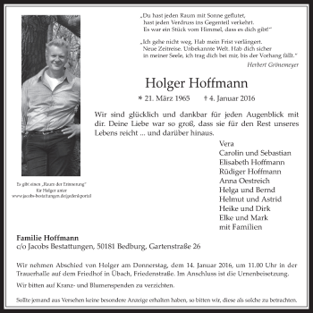 Anzeige von Holger Hoffmann von  Werbepost 
