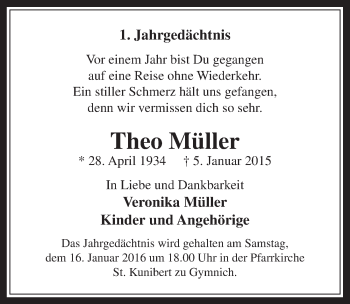 Anzeige von Theo Müller von  Werbepost 