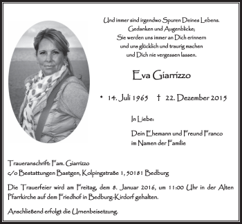 Anzeige von Eva Giarrizzo von  Werbepost 
