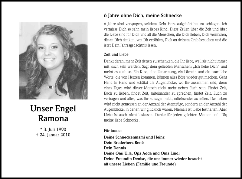  Traueranzeige für Ramona Schmitz vom 23.01.2016 aus Kölner Stadt-Anzeiger / Kölnische Rundschau / Express