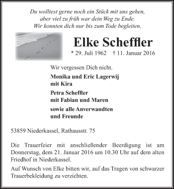 Anzeige von Elke Scheffler von  Extra Blatt 