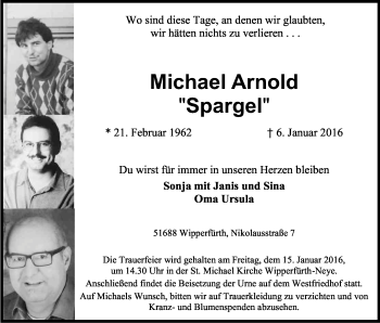 Anzeige von Michael Arnold von Kölner Stadt-Anzeiger / Kölnische Rundschau / Express