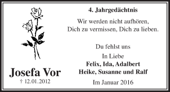 Anzeige von Josefa Vor von  Lokalanzeiger 