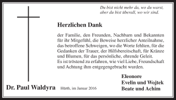Anzeige von Paul  Waldyra von  Sonntags-Post 