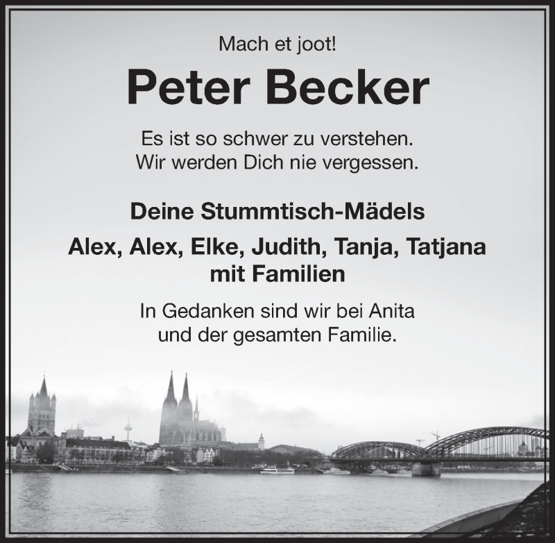  Traueranzeige für Peter Becker vom 29.10.2016 aus  Sonntags-Post 