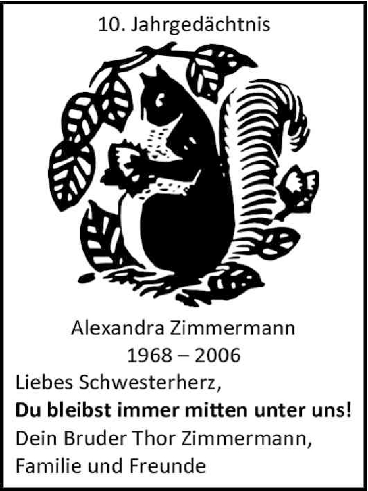  Traueranzeige für Alexandra Zimmermann vom 03.10.2016 aus Kölner Stadt-Anzeiger / Kölnische Rundschau / Express