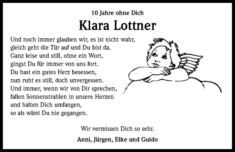  Traueranzeige für Klara Lottner vom 31.10.2016 aus Kölner Stadt-Anzeiger / Kölnische Rundschau / Express