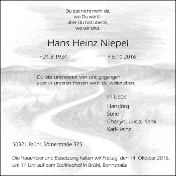 Anzeige von Hans Heinz Niepel von  Schlossbote/Werbekurier 