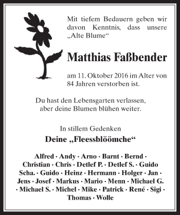 Anzeige von Matthias Faßbender von  Werbepost 