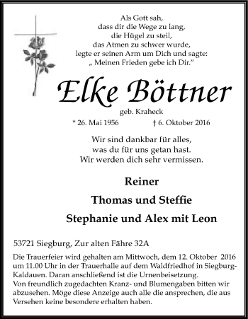 Anzeige von Elke Böttner von Kölner Stadt-Anzeiger / Kölnische Rundschau / Express