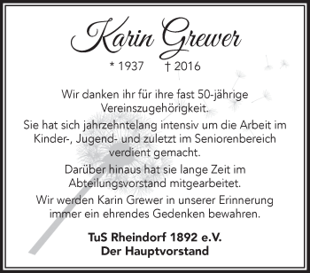 Anzeige von Karin Grewer von  Lokale Informationen 