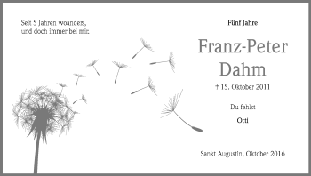 Anzeige von Franz-Peter Dahm von Kölner Stadt-Anzeiger / Kölnische Rundschau / Express