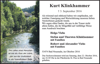 Anzeige von Kurt Klinkhammer von  Blickpunkt Euskirchen 