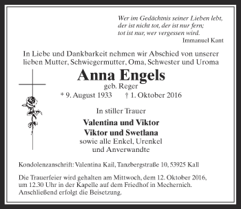 Anzeige von Anna Engels von  Blickpunkt Euskirchen 