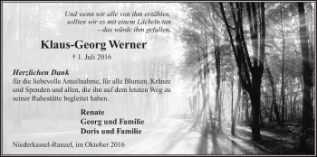 Anzeige von Klaus-Georg Werner von  Extra Blatt 
