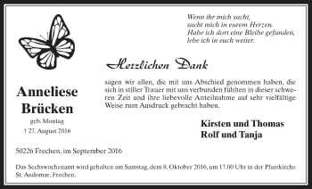 Anzeige von Annelöiese Brücken von  Sonntags-Post 