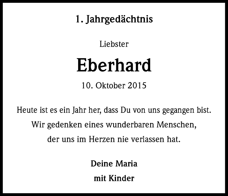  Traueranzeige für Eberhard Bäumer vom 10.10.2016 aus Kölner Stadt-Anzeiger / Kölnische Rundschau / Express