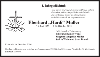 Anzeige von Eberhard Müller von  Werbepost 