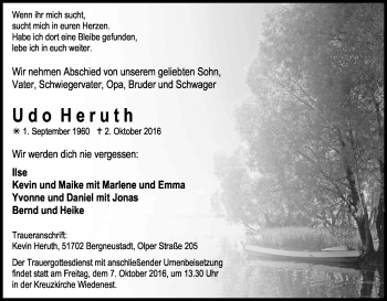 Anzeige von Udo Heruth von Kölner Stadt-Anzeiger / Kölnische Rundschau / Express