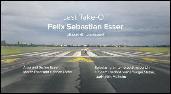Anzeige von Felix Sebastian Esser von Kölner Stadt-Anzeiger / Kölnische Rundschau / Express