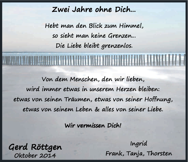  Traueranzeige für Gerd Röttgen vom 22.10.2016 aus Kölner Stadt-Anzeiger / Kölnische Rundschau / Express