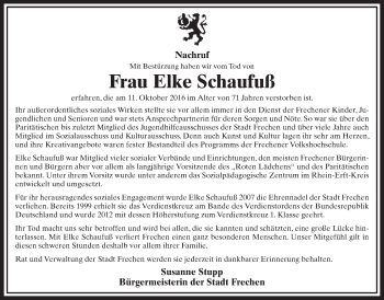 Anzeige von Elke Schaufuß von  Sonntags-Post 