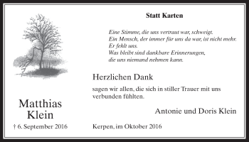 Anzeige von Matthias Klein von  Werbepost 