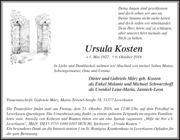 Anzeige von Ursula Kosten von  Lokale Informationen 
