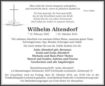 Anzeige von Wilhelm Altendorf von  Werbepost 