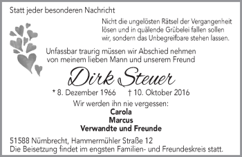Anzeige von Dirk Steuer von  Lokalanzeiger 