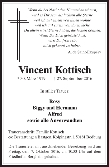 Anzeige von Vincent Kottisch von  Werbepost 