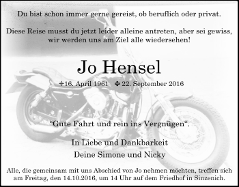 Anzeige von Jo  Hensel von  Blickpunkt Euskirchen 