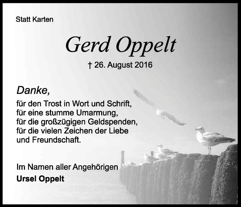  Traueranzeige für Gerd Oppelt vom 08.10.2016 aus Kölner Stadt-Anzeiger / Kölnische Rundschau / Express