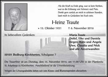 Anzeige von Heinz Traute von  Sonntags-Post 