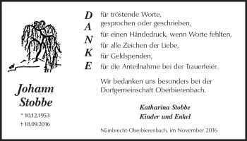 Anzeige von Johann Stobbe von  Lokalanzeiger 